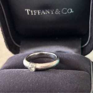 Tiffany & Co. Silver Diamond Solitaire Ring
